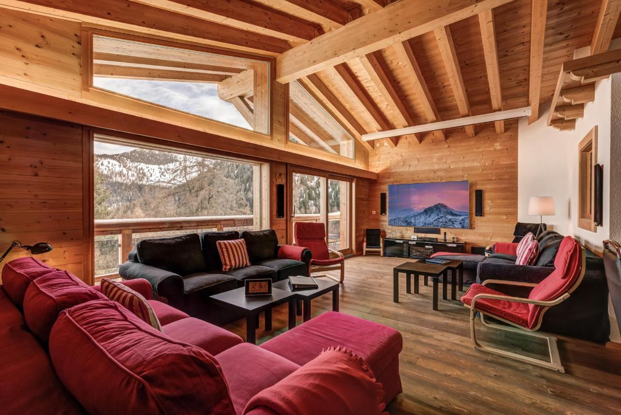 Chalet Flocon De Neige - Jacuzzi - Sauna La Tzoumaz Bagian luar foto