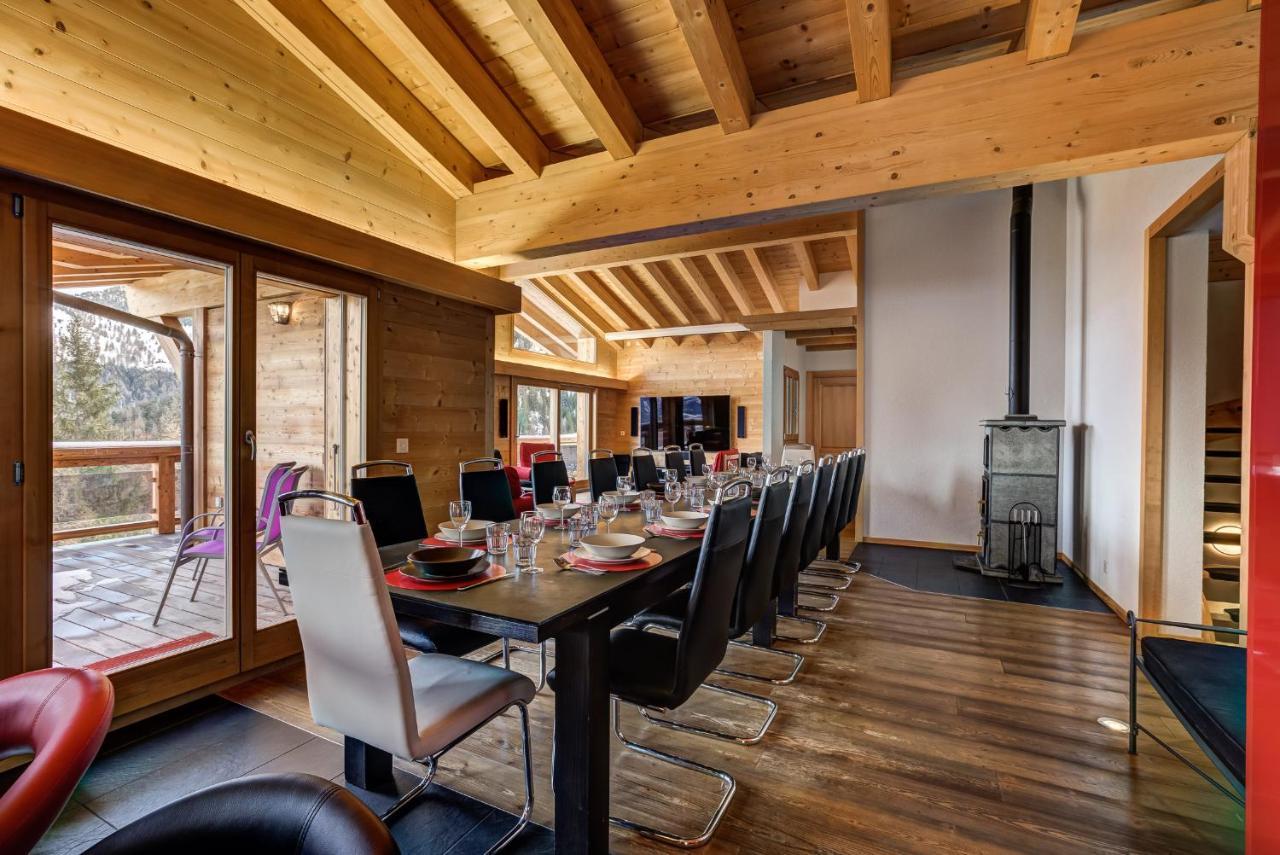 Chalet Flocon De Neige - Jacuzzi - Sauna La Tzoumaz Bagian luar foto