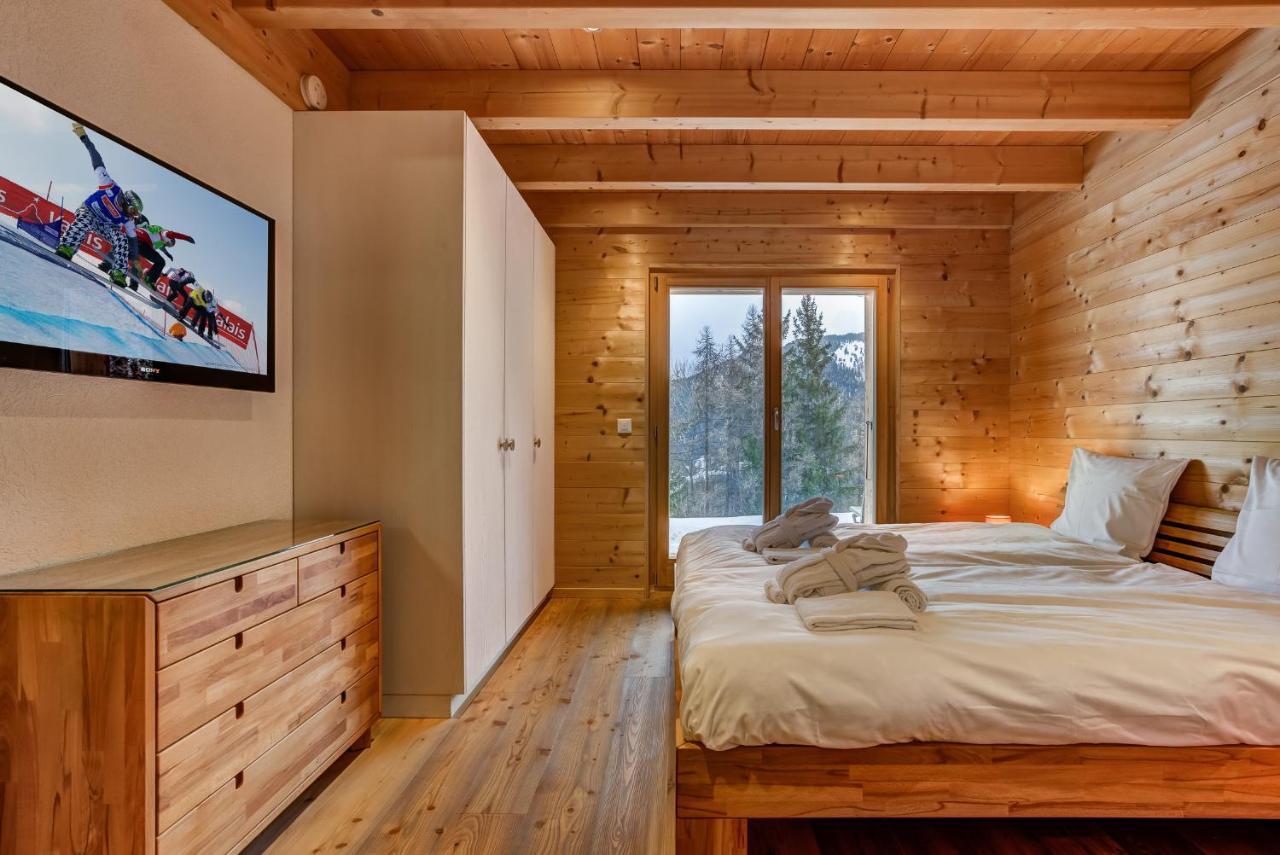Chalet Flocon De Neige - Jacuzzi - Sauna La Tzoumaz Bagian luar foto